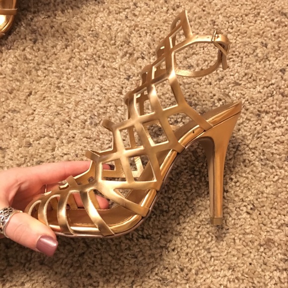 Madden Girl Rose Gold Caged Heels - Picture 2 of 3
